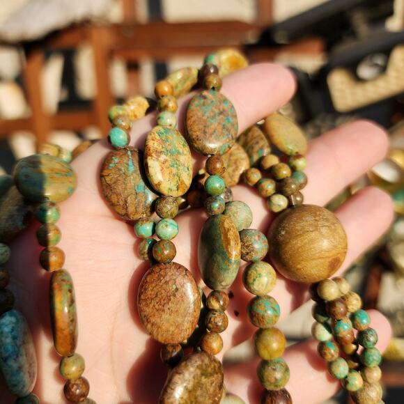 Jay King DTR Mongolian Turquoise Necklace Desert Rose Trading 3 Strand Bead Bib - Picture 13 of 14